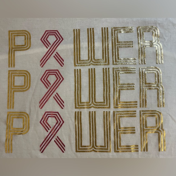 NWT Breast Cancer Awareness T-shirt “POWER”. W/Gold & Pink Metallic Lettering - Picture 6 of 8